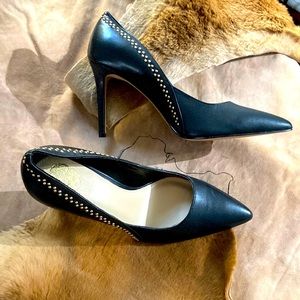 Vince Camuto Studded Black Leather Heels